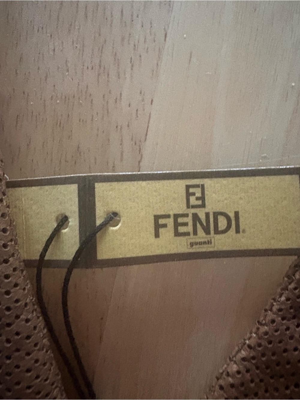 Fendi Brown Perforated Leather Gloves (New- other), XS - Picture 2 of 9